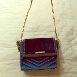 Turquoise velvet crossbody purse
